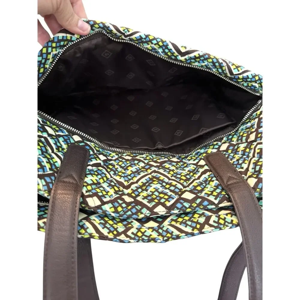 Vera Bradley Iconic Commuter Tote Padded Laptop Sleeve in Rainforest Pattern EUC